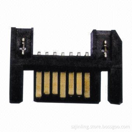 SATA 7P B Type Single Latch Straight PCB Connectors, LCP insulator phosphor bronze contact brass peg